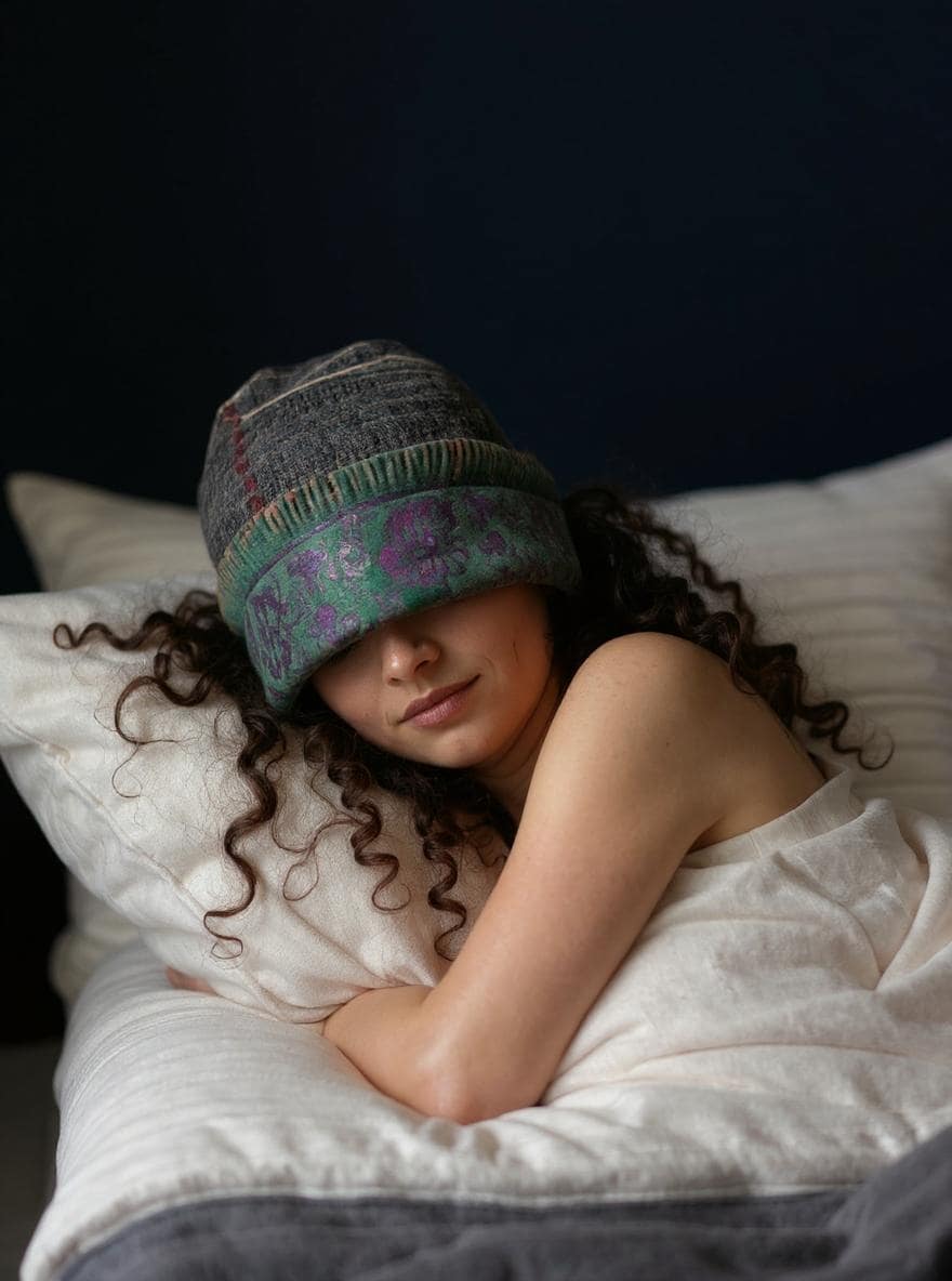 Person sleeping with hair protection