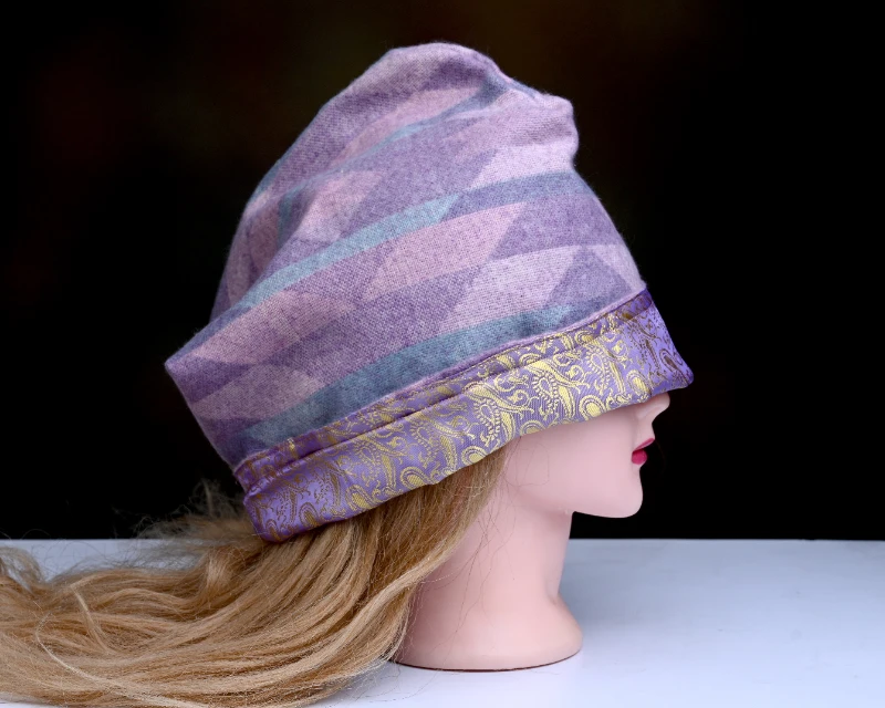 Purple Mixed Pattern Cashmere with Silk